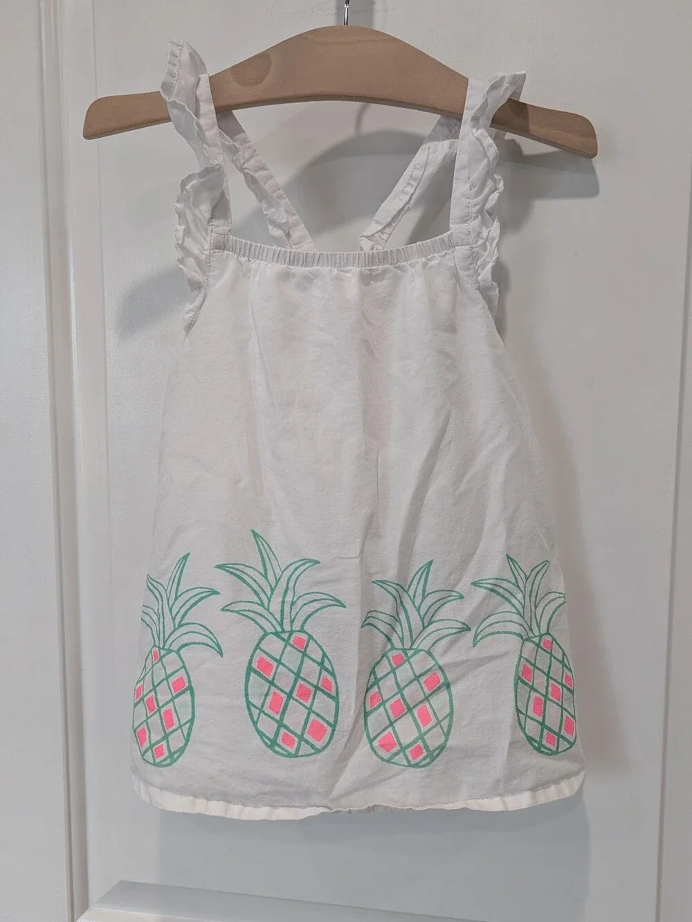 Gymboree Kids White Green Pink Pineapple Sleeveless Tank Shirt Cotton Girls 6